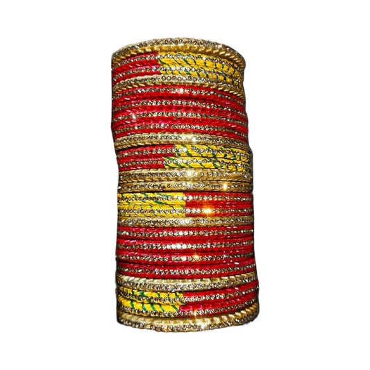 Muzaffarpur Fancy Yellow Red Lac Bangles Set