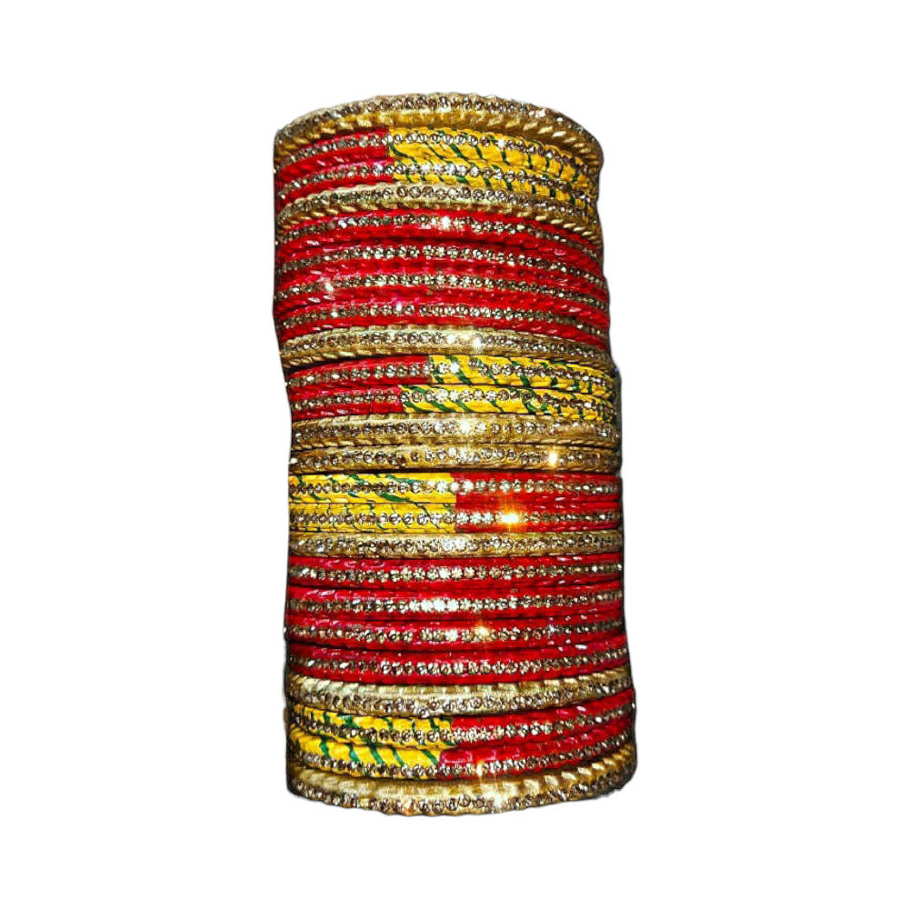 Muzaffarpur Fancy Yellow & Red Lac Bangles Set
