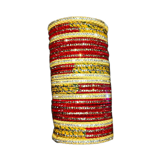 Muzaffarpur Fancy Yellow Stone Lac Bangles Set