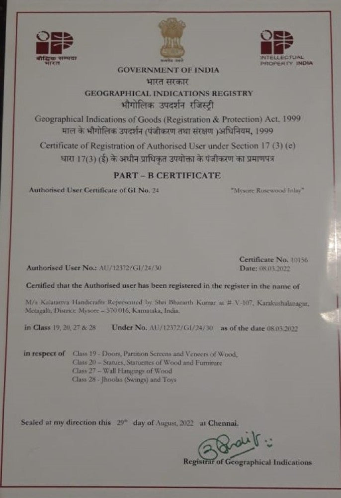 Traditional Handicraft Mysore Rosewood Inlay Wooden Beautiful Painting Of Duck