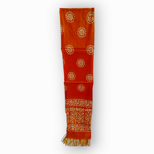 Nawada Handloom Printed Dark Orange Dopatta