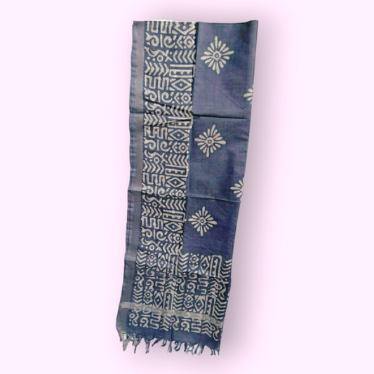 Nawada Handloom Printed Navy Blue Dopatta