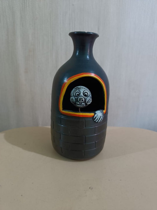 Handmade Eco-friendly Beautiful Black Pottery of Nizamabad Flower Pot