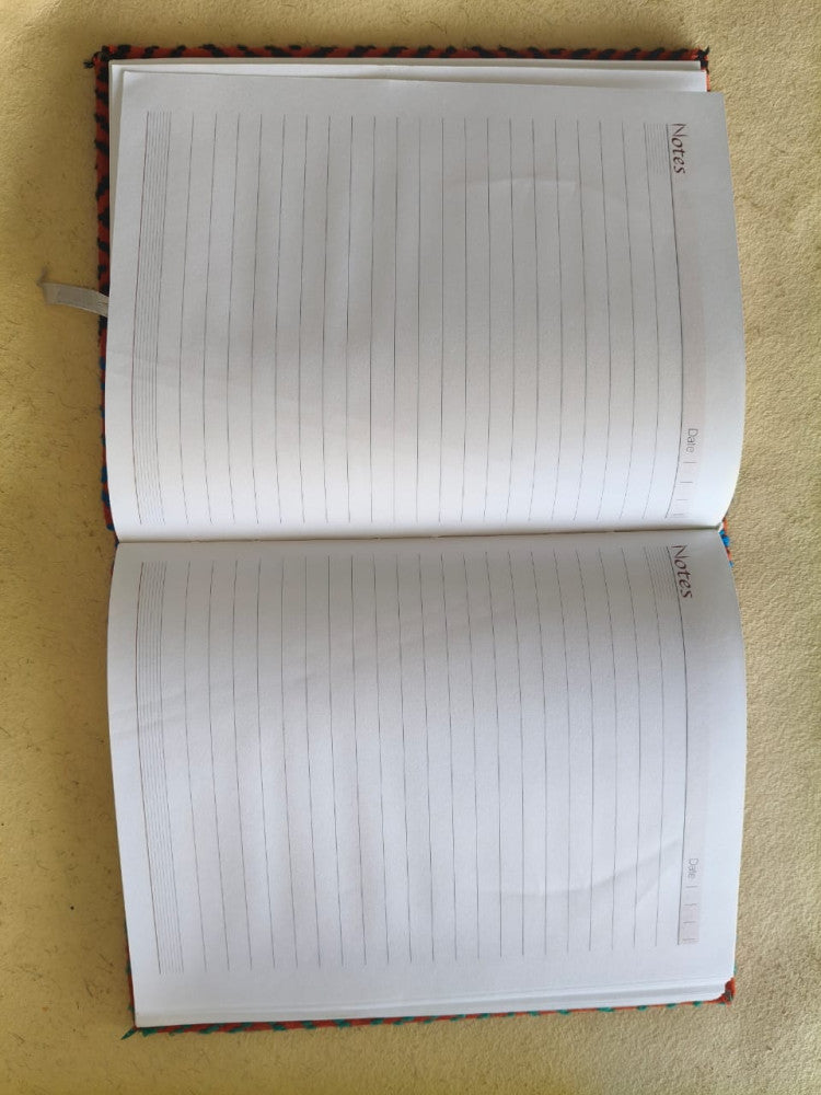 Notebook Diary Beautiful Green And Orange Kheta Embroidery