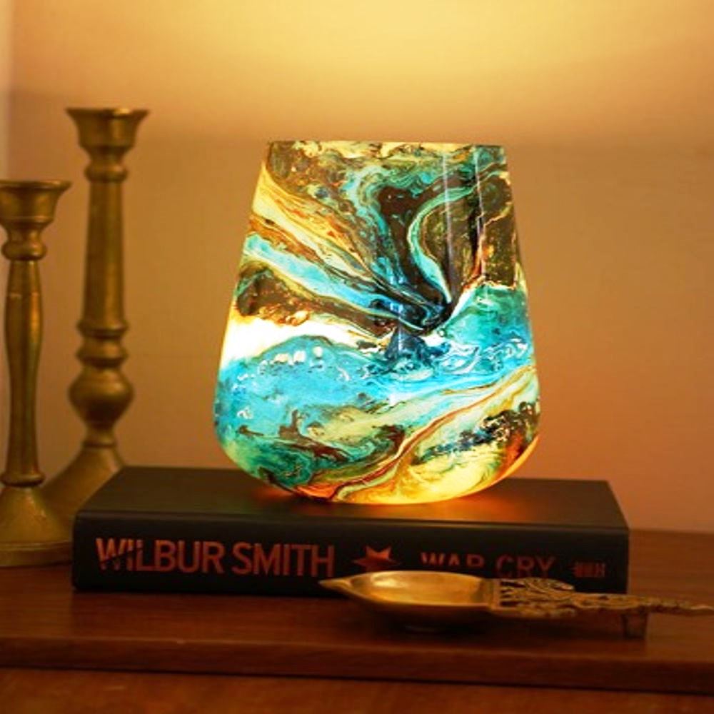 Firozabad Glass Table Lamp-Ocean Themed