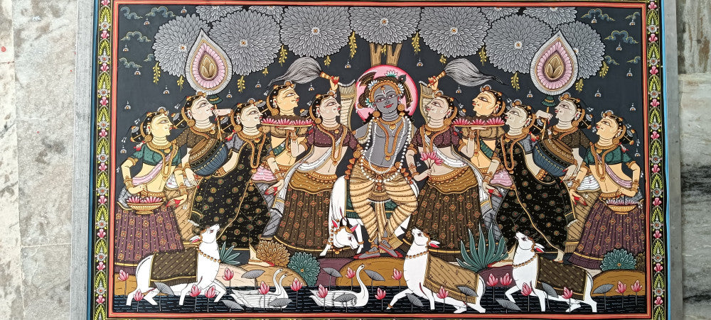 Odisha Pattachitra Krishna With Radha And Gopis Style 2
