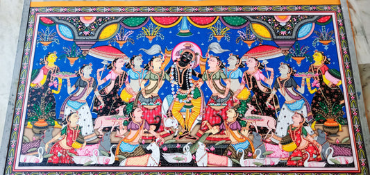 Odisha Pattachitra Krishna With Radha And Gopis Style 3