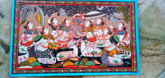 Odisha Pattachitra Krishna With Radha And Gopis Style 4