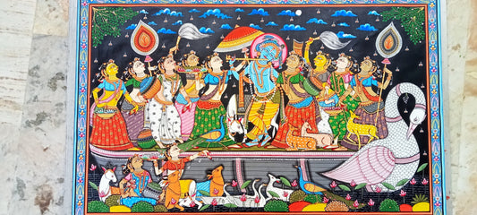 Odisha Pattachitra Krishna With Radha And Gopis Style 6