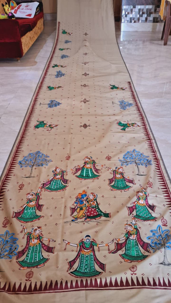 Odisha Pattachitra Off White Saree
