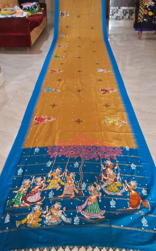 Odisha Pattachitra Yellow Saree