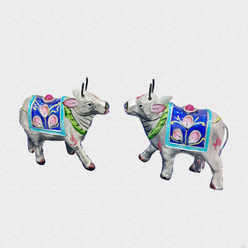 Pair Of Cows Gulabi Meenakari Art