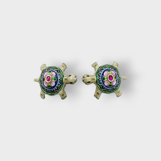 Pair Of Tortoise Gulabi Meenakari Art