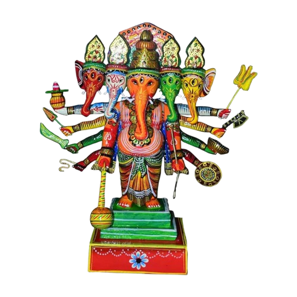 Panchamukhi Raudra Wooden Ganapathy