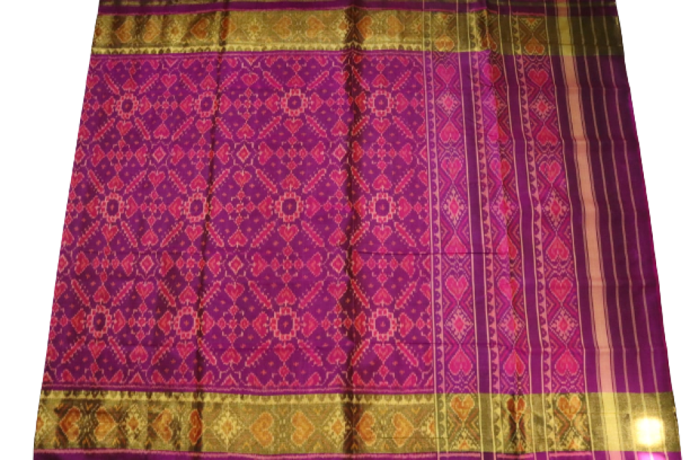 Patan Patola Saree Purple & Green Colour