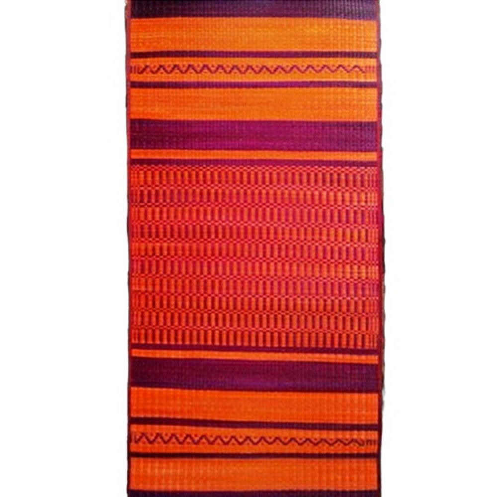Traditional Handicraft Pattamadai Mat Korai Grass Textile Of Pink And Orange Colour Strips Design