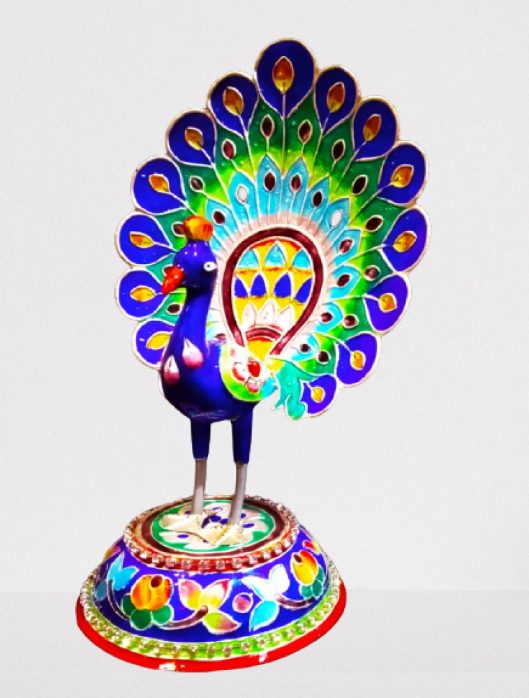 Peacock Dancing Banaras Gulabi Meenakari Art