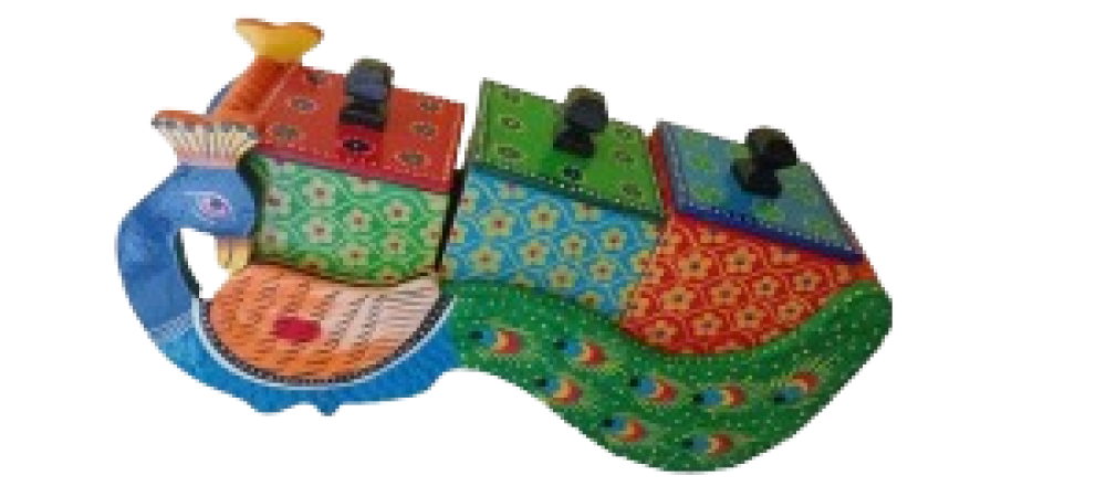 Peacock Design Wooden Dry Fruit Box