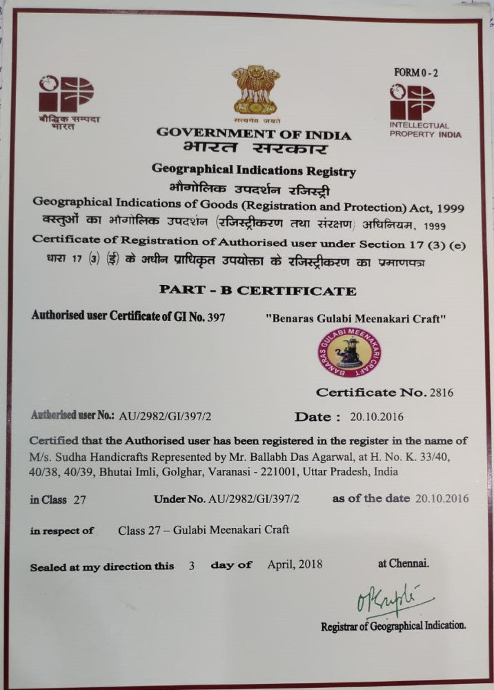 Peacock Long tail Design Gulabi Meenakari Art