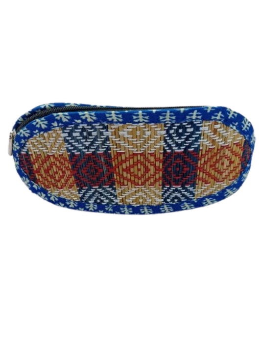 Pen And Pencil Pouch Bag - Blue Red With White Flowers