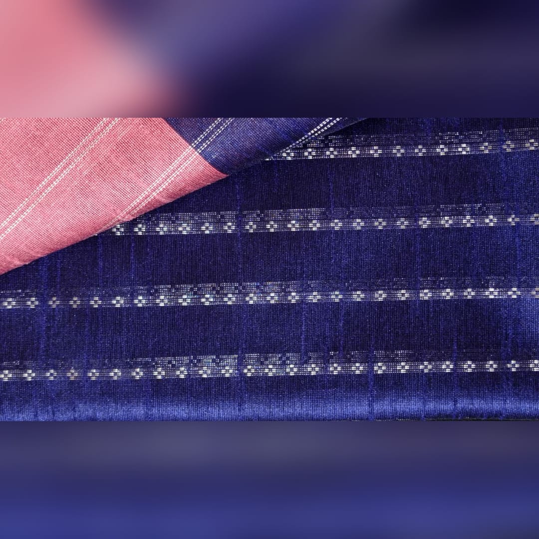 Pink & Blue Champa Silk Saree