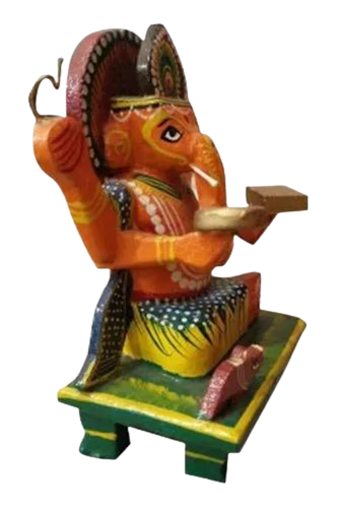 Pink Chauki Ganesh Wooden Piece