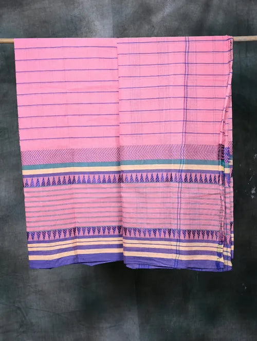 Pink Cotton Shantipur Saree