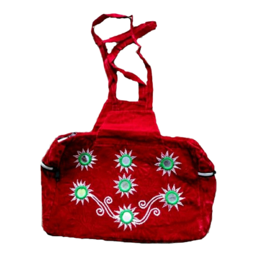 Handmade Pipli Applique Work Traditional Red Hand Bag