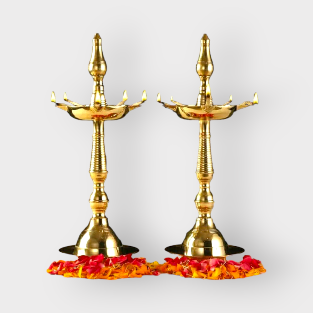 Pure Brass Plain Kerala Deepam Set