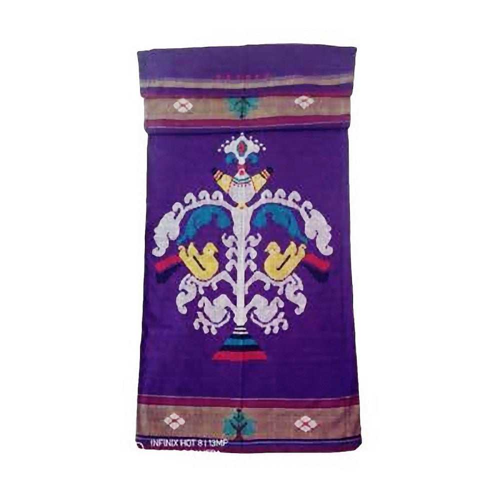 Purple Extra Weft Handwoven Single Bed Cover