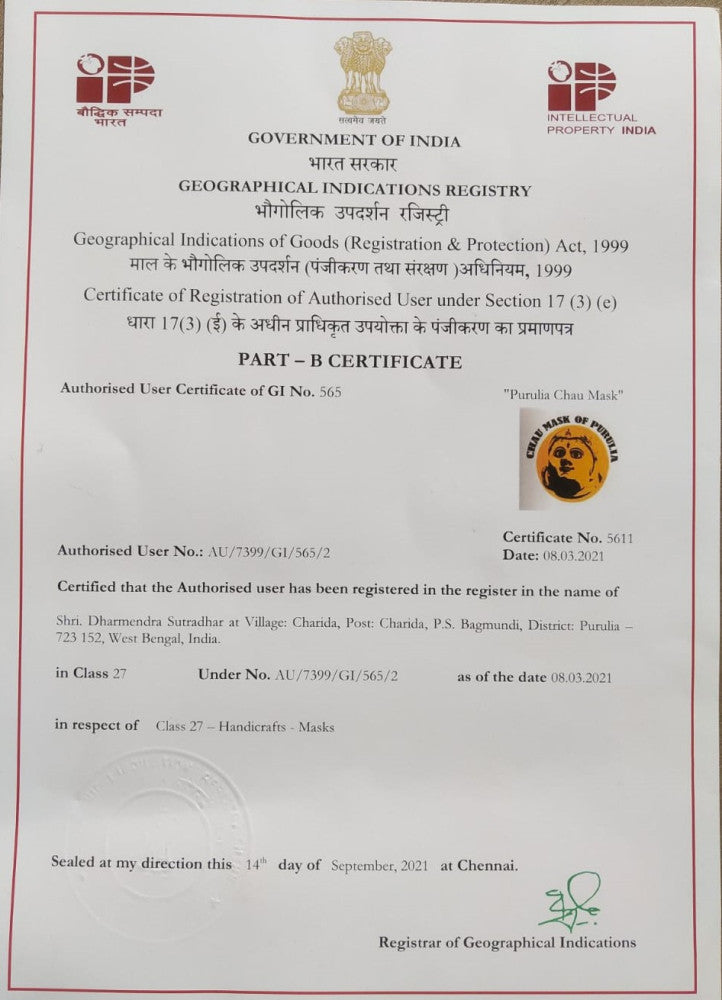 Traditional Handmade Purulia Chau Goddess Face Mask