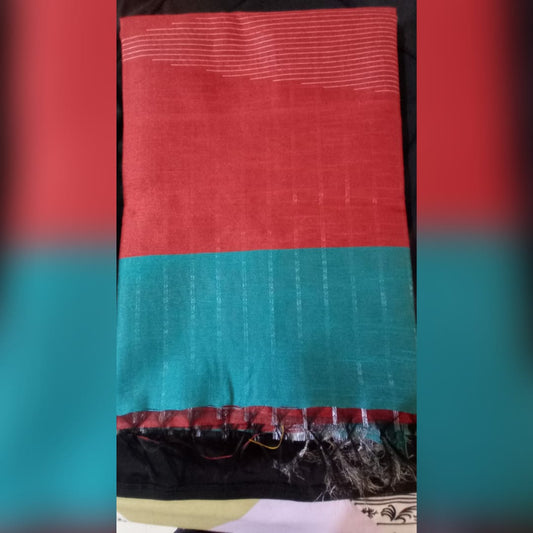 Red & Blue Champa Silk Saree
