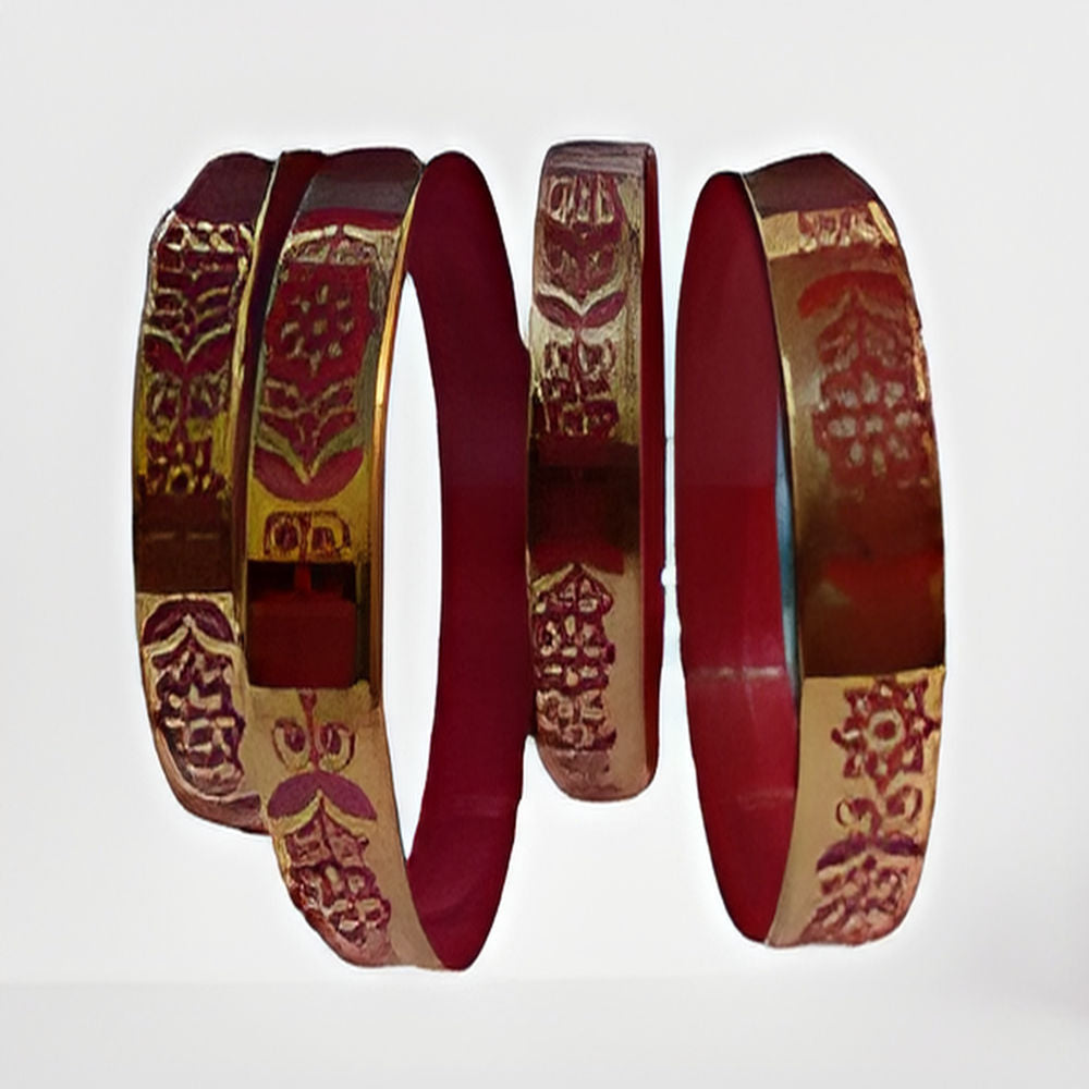 Red Glass Kangan set of 4