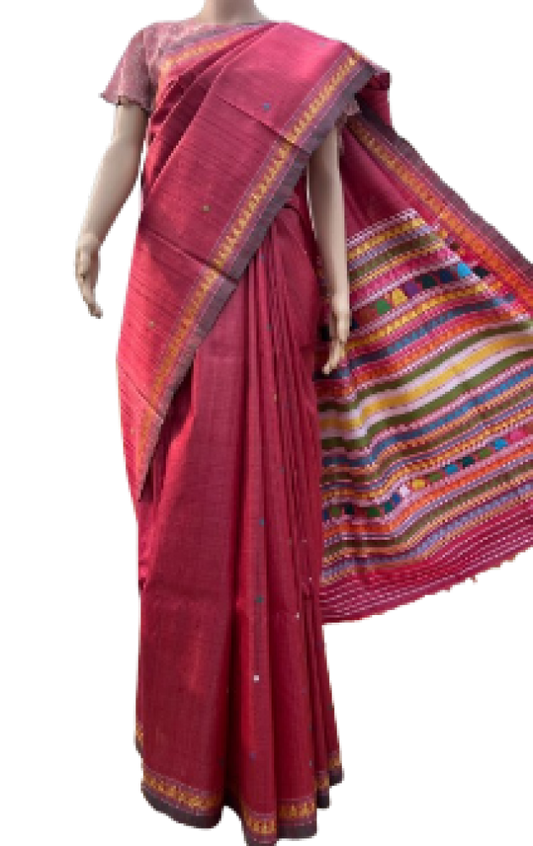 Red Tussar Saree