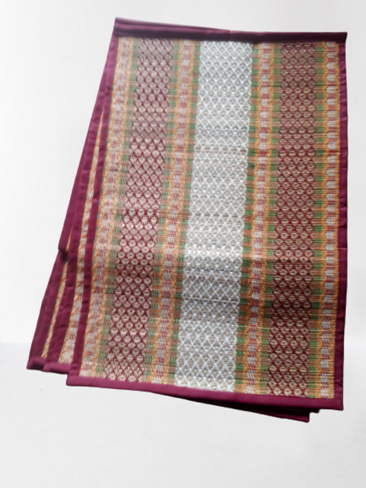 Red & White Set of 6 Madur Kathi Mats