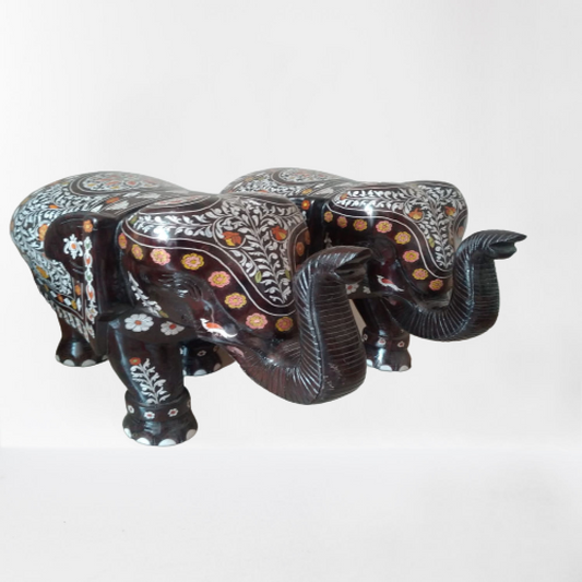 Rosewood Colourful Elephant Pair