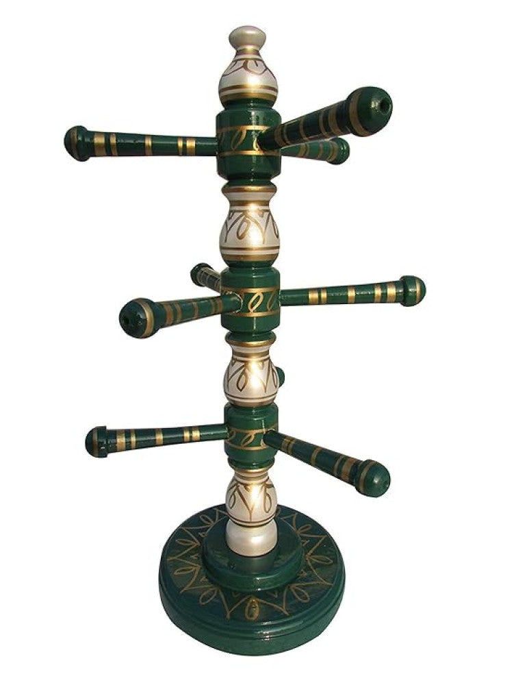 Sankheda Hand Painted Bangle Stand Pearl White Green Golden