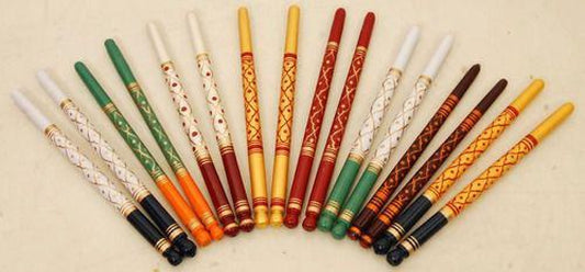 Sankheda Handpainted Wooden Dandiya Sticks 8 Pair (16 Stick) Style 11