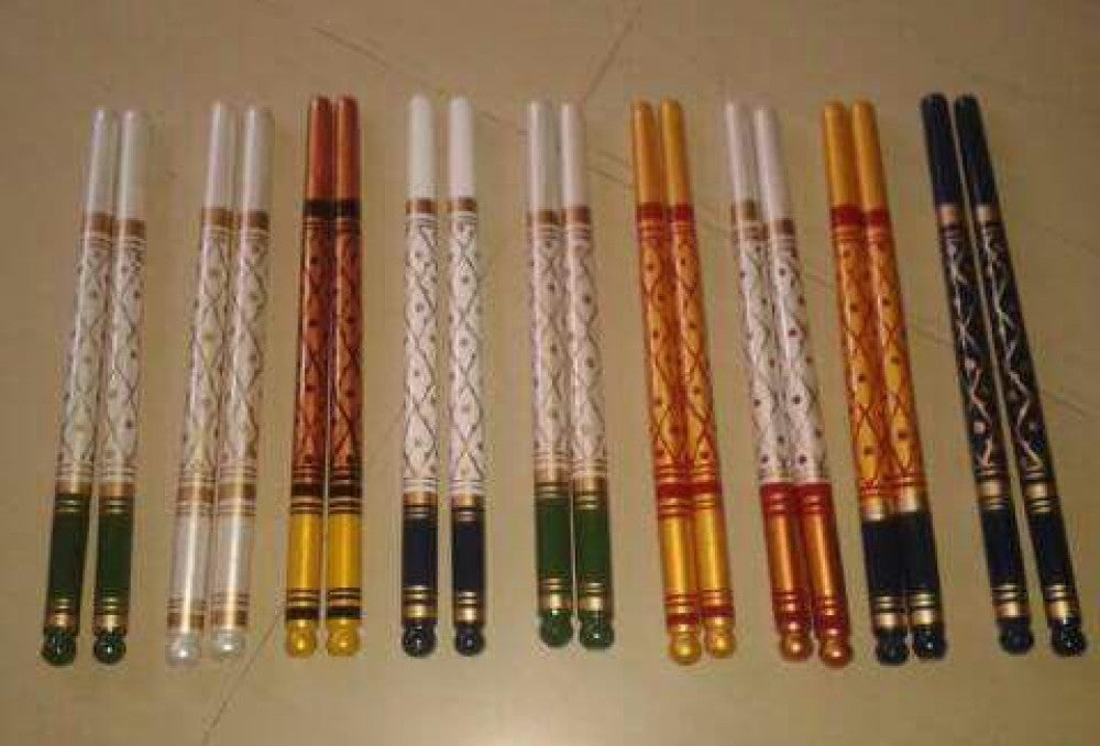 Sankheda Handpainted Wooden Dandiya Sticks 9 Pair (18 Stick) Style 12