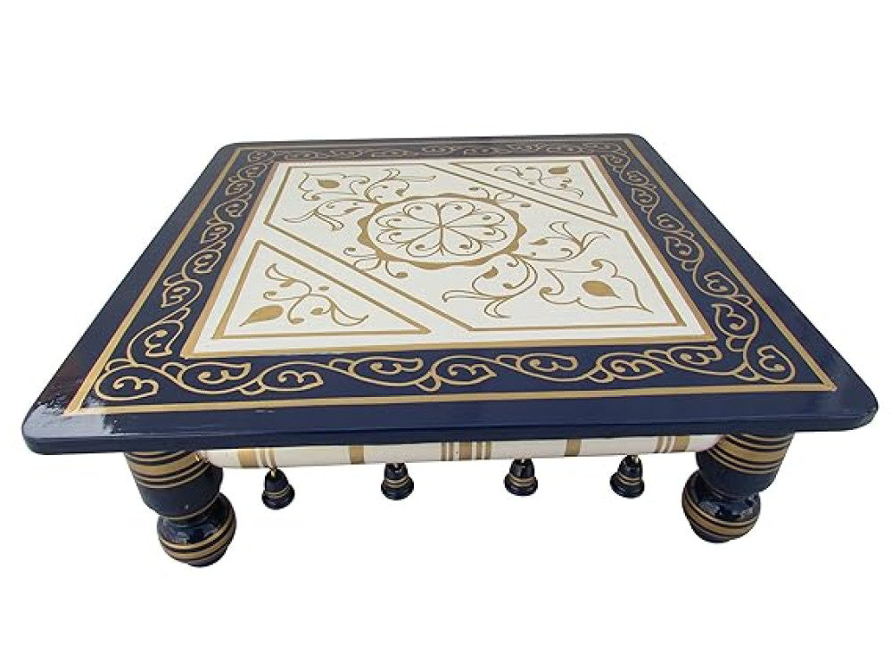 Sankheda Pearl White Blue Chowki Bazot