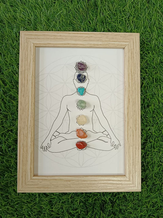 Seven Chakra Crystal Wooden Frame
