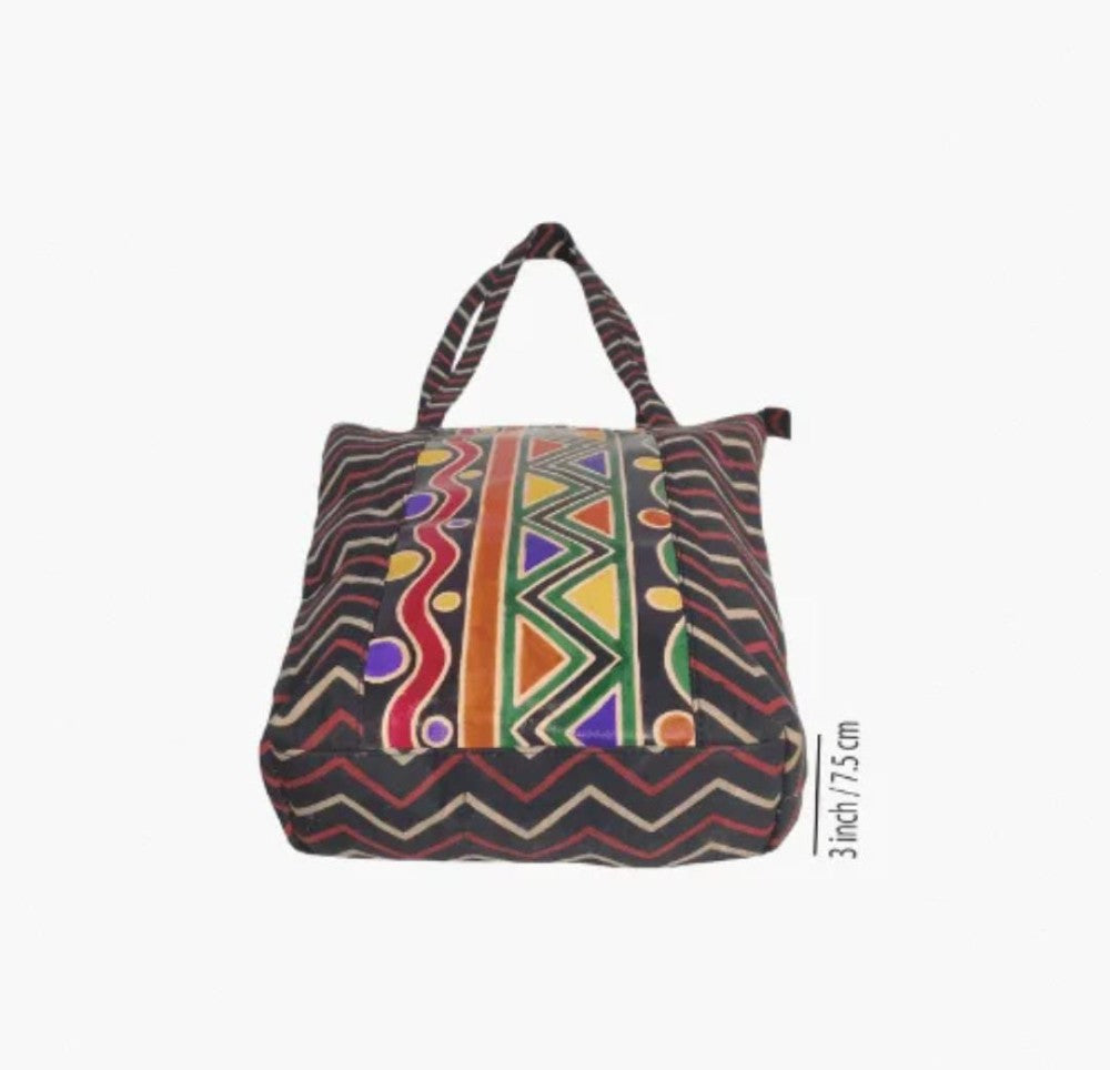 Shantiniketan Genuine Leather Handcarfted Black Tote Bag For Woman