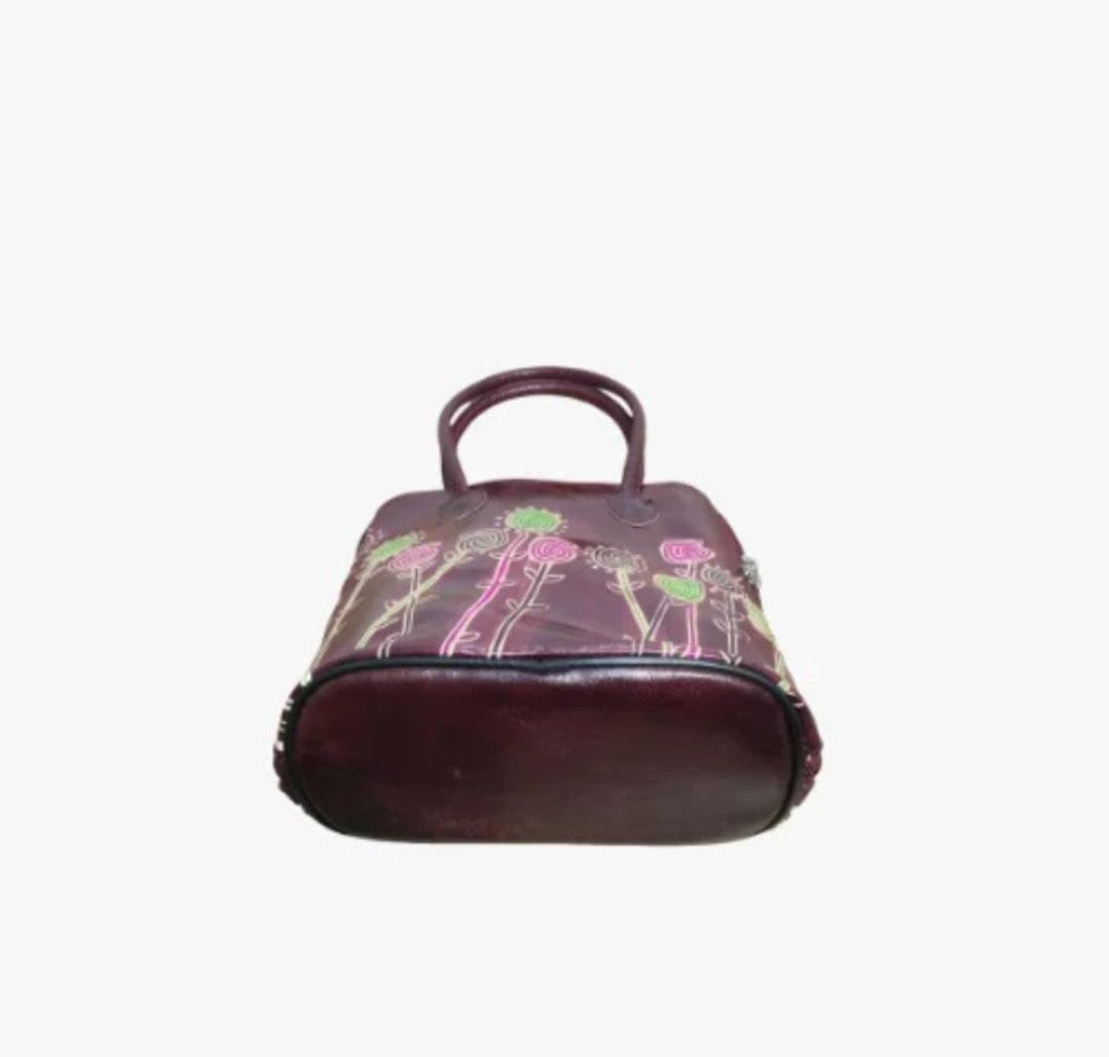 Shantiniketan Genuine Leather Handcarfted Maroon Fill Chain Hangbag For Woman( Daisy)