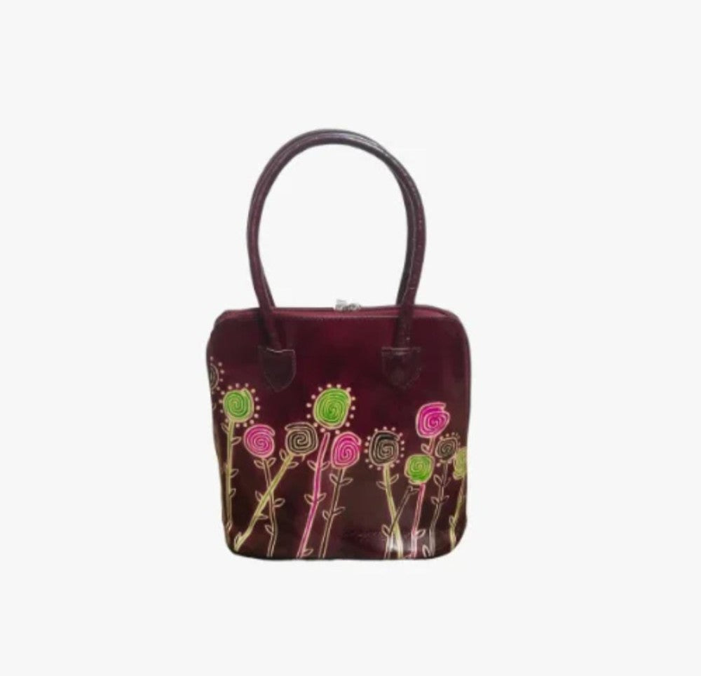 Shantiniketan Genuine Leather Handcarfted Maroon Fill Chain Hangbag For Woman( Daisy)