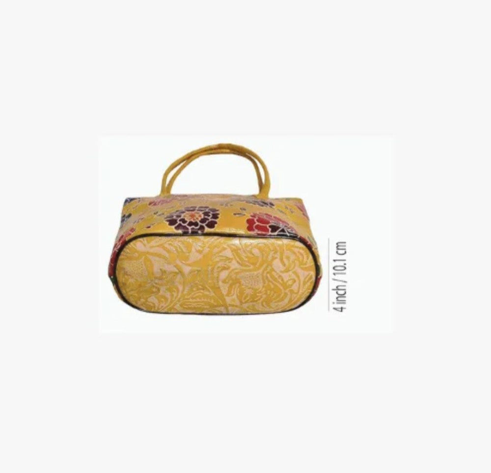Shantiniketan Genuine Leather Handcarfted Yellow Shoulder Bag For Woman