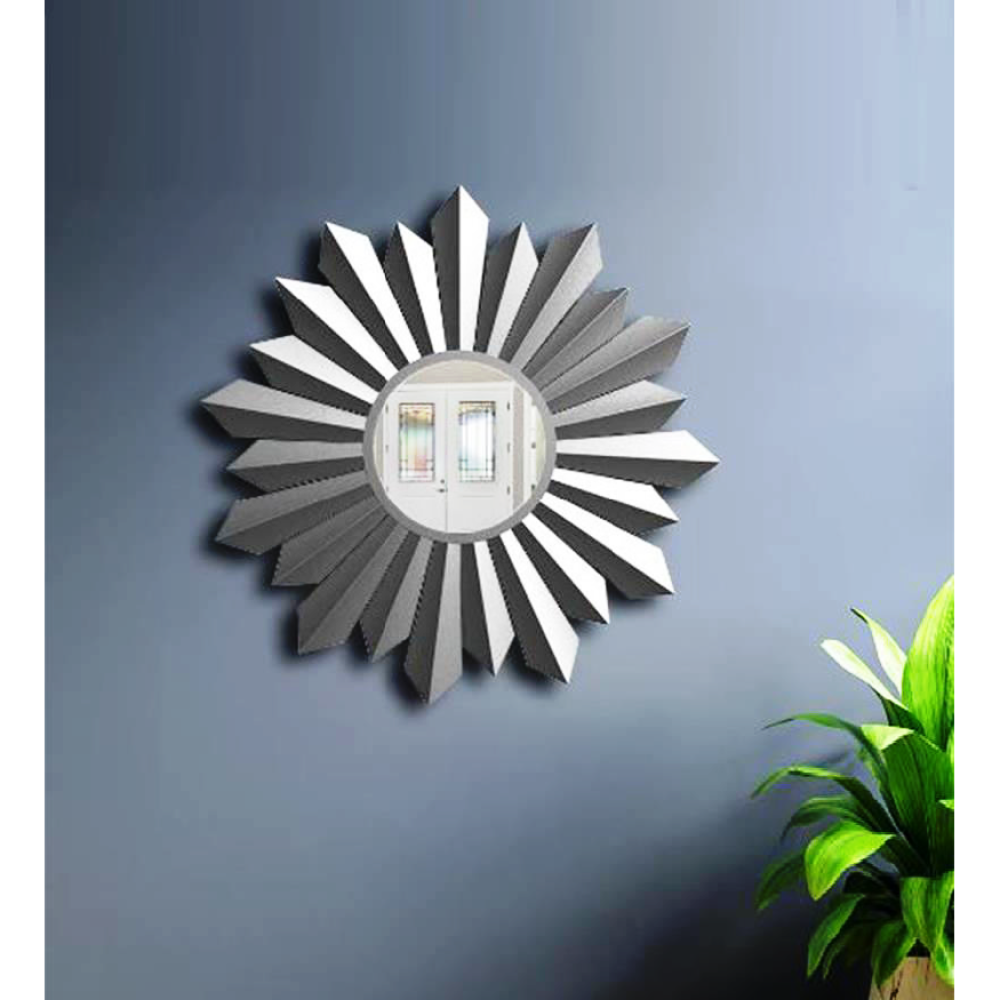 Silver Colour Round Wall Mirror
