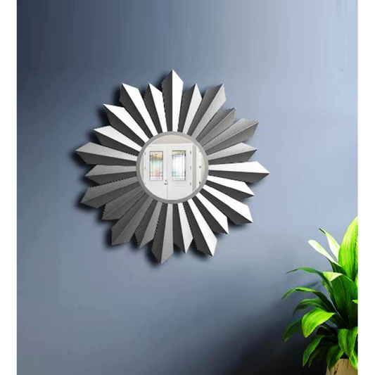 Silver Colour Round Wall Mirror