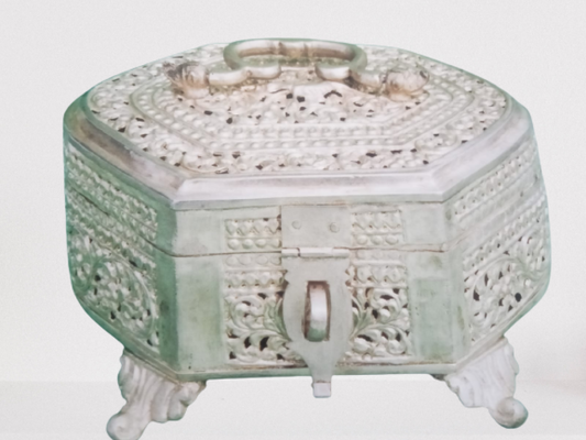 Silver Finish Jewellery Box Banaras Metal Craft