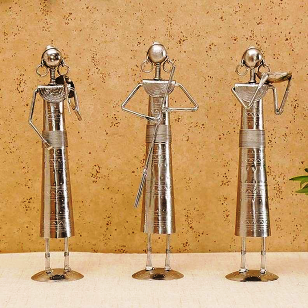 Silver Nickle Lady Worker Set Of 3