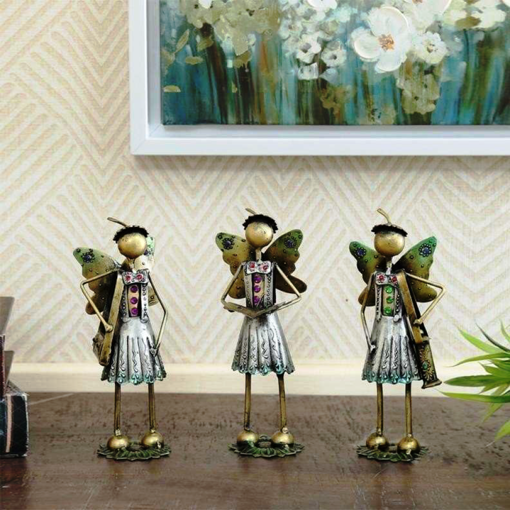 Silver Wrought Iron Human Figurine Set Of 3